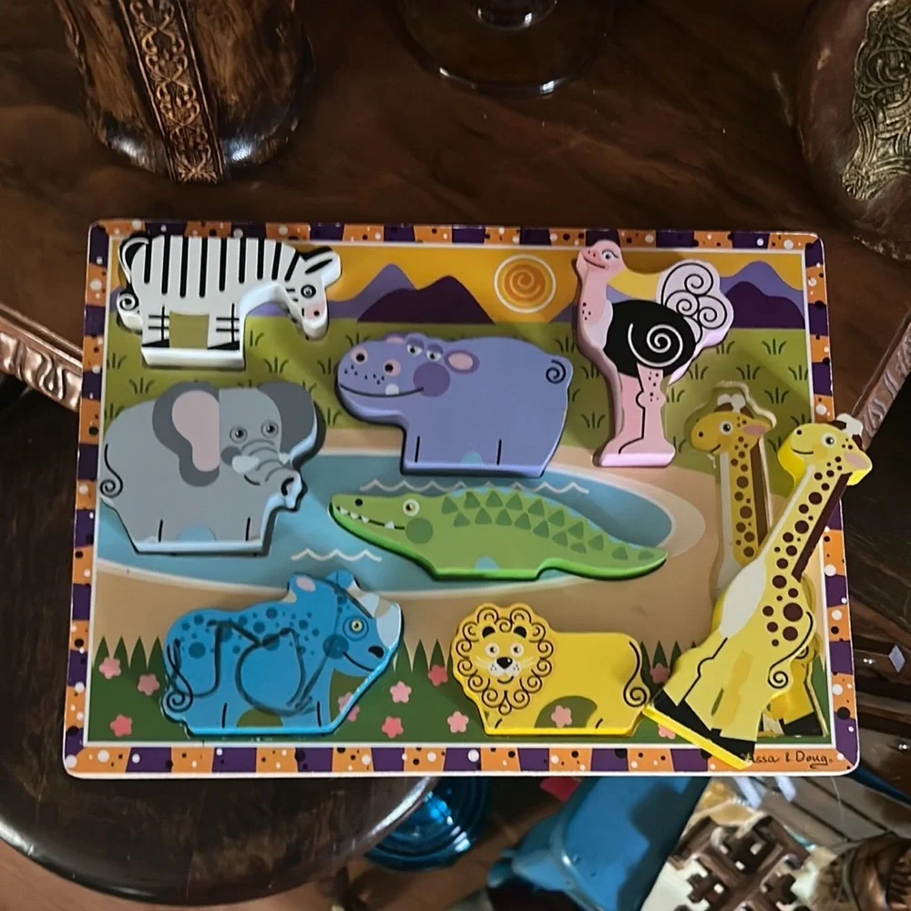 Vintage Melissa & Doug Wooden Safari Puzzle